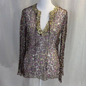 Trina Turk LA Size Small Sheer 100% Silk Top